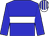 Big-blue body, white hoop, big-blue arms, white cap, big-blue striped
