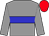Grey body, blue hoop, grey arms, red cap