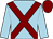 light blue, maroon cross sashes, maroon cap