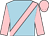 light blue, pink sash, pink sleeves and cap