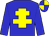 blue, yellow cross of lorraine, quartered cap