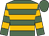 Olive green, old gold hoops, olive green cap