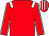 red, white epaulets, seams on sleeves and striped cap