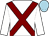 White, maroon cross belts, light blue cap