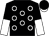Black, white rings, halved sleeves, black cap, white peak