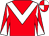 Red, white chevron, diabolo on sleeves, quartered cap