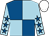 Royal blue and light blue quartered, light blue sleeves, royal blue stars, white cap