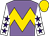 Mauve, gold chevron hoop, white sleeves, white cap, purple star