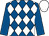 Royal blue and white diamonds, royal blue sleeves, white cap
