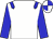 White body, blue epaulettes, blue arms, white cap, blue quartered