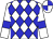 White body, big-blue diamonds, white arms, big-blue armlets, white cap, big-blue quartered