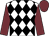 White body, black diamonds, garnet arms, garnet cap