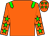 Orange body, green epaulettes, orange arms, green stars, orange cap, green stars