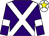 Purple, white cross sashes, white armlet, white cap, yellow star