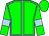 green, light blue seams, light blue armlets