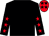 Black, red stars on sleeves, red cap, black stars