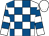WHITE and ROYAL BLUE check, hooped sleeves, WHITE cap