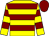 yellow, maroon hoops, maroon cap