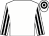 White body, white arms, black striped, white cap, black hooped