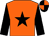orange, black star, black sleeves, quartered cap