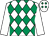 White and emerald green diamonds, white sleeves