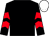BLACK, red chevrons on sleeves, white cap