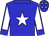 blue, white star, white sleeves, blue seams, blue collar, blue cuffs, blue cap, white stars