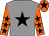 Grey, black star, orange sleeves, black stars, orange cap, black star