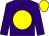 Purple body, yellow disc, purple arms, yellow cap