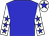 Blue body, white arms, blue stars, white cap, blue star