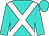 turquoise, white cross belts