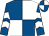 Royal blue and white (quartered), chevrons on sleeves