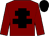 Maroon, black cross of lorraine, black cap