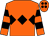 Orange, black triple diamond, hooped sleeves, orange cap, black spots