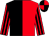 Red & black halved, striped sleeves, quartered cap