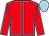 Red, light blue seams, light blue cap