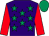 Purple, emerald green stars, red sleeves, emerald green cap