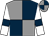 Grey and dark blue (quartered), white sleeves, dark blue armlets