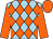 Light Blue, Orange diamonds, sleeves and cap
