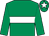 Emerald green, white hoop, emerald green sleeves, white star on cap