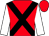 red, black cross belts, white sleeves