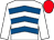 White, royal blue chevrons, white sleeves, red cap