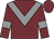 Garnet body, grey chevron, garnet arms, grey armlets, garnet cap