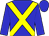 Blue, yellow cross sashes, blue cap
