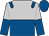 Silver and royal blue halved horizontally, royal blue epaulets, silver and royal blue halved sleeves, royal blue cap