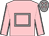 Pink body, grey hollow box, pink arms, grey seams, grey cap, pink diamonds