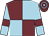 Garnet body, light blue quartered, light blue arms, garnet armlets, garnet cap, light blue hooped