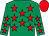 emerald green, red stars, red cap