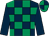Dark blue & emerald green check, dark blue sleeves, quartered cap