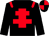 black, red cross of lorraine, red epaulets, black sleeves, quartered cap